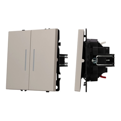 Механизм выключателя двухклавишный непроходной LED SWT-NOBE-MK02-SFPL-L-CA (230V, 10A) (Arlight, Кашемир)