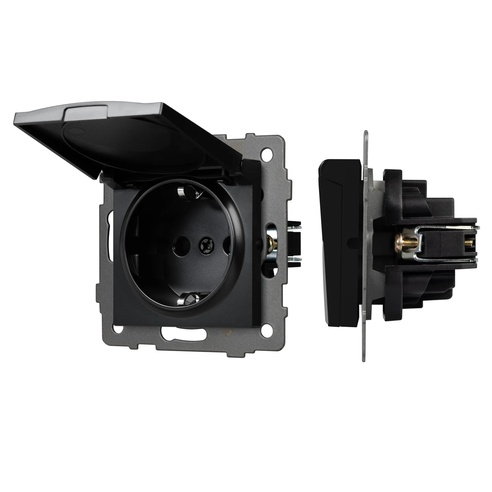 Механизм розетки влагозащищённый SCT-MCP-PL-BK-V (250V, 16A) (Arlight, -)