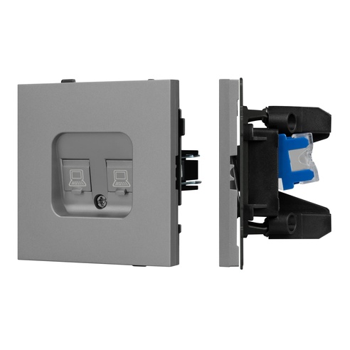 Механизм компьютерной розетки двойной SCT-TENDO-MPC2-PL-GR (RJ-45, CAT6) (Arlight, -)