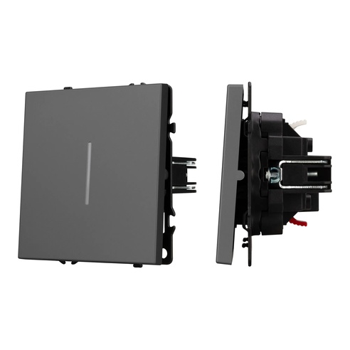 Механизм выключателя одноклавишный проходной LED SWT-NOBE-MKP1-SFPL-L-GR (230V, 10A) (Arlight, -)