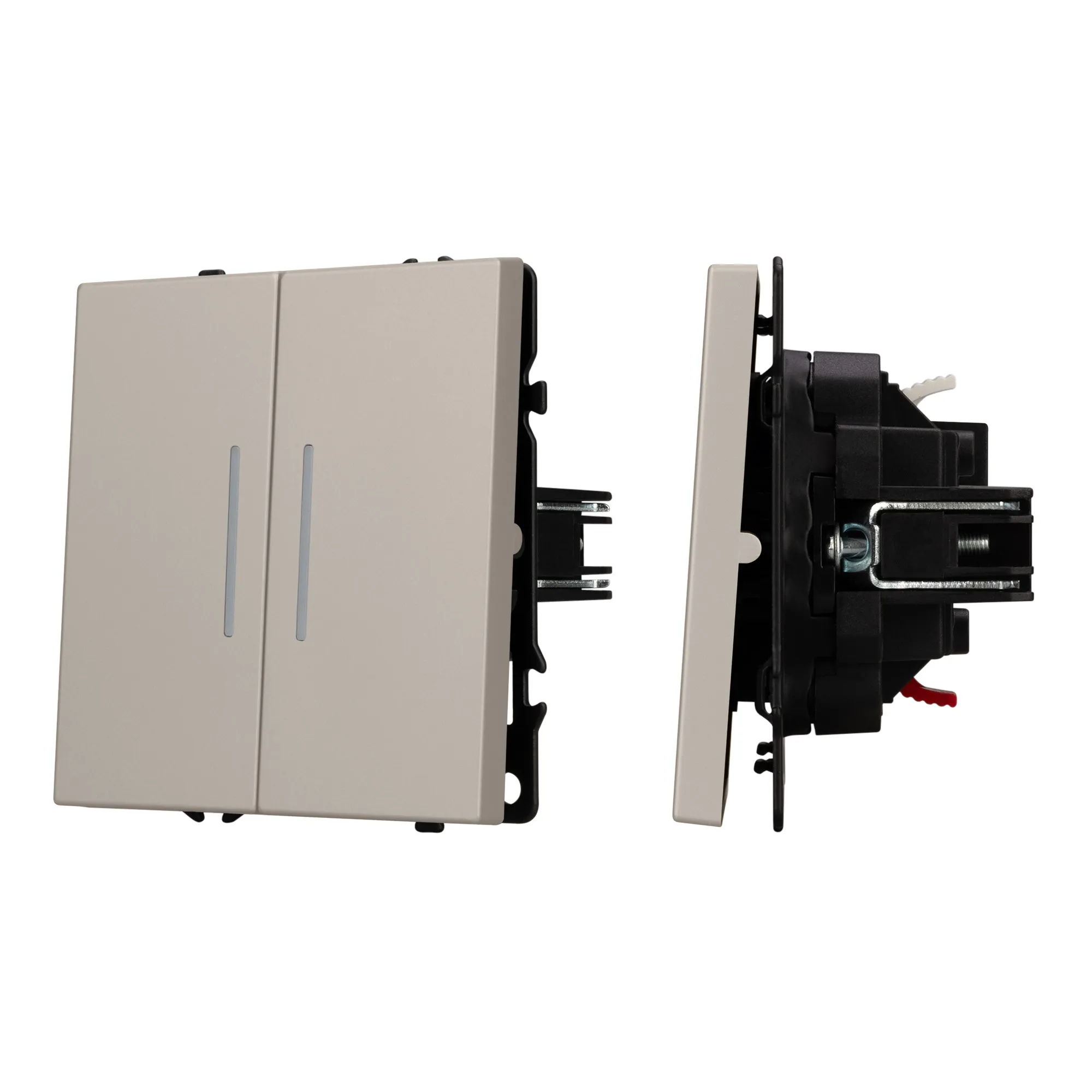 Механизм выключателя двухклавишный непроходной LED SWT-NOBE-MK02-SFPL-L-CA (230V, 10A) (Arlight, Кашемир)