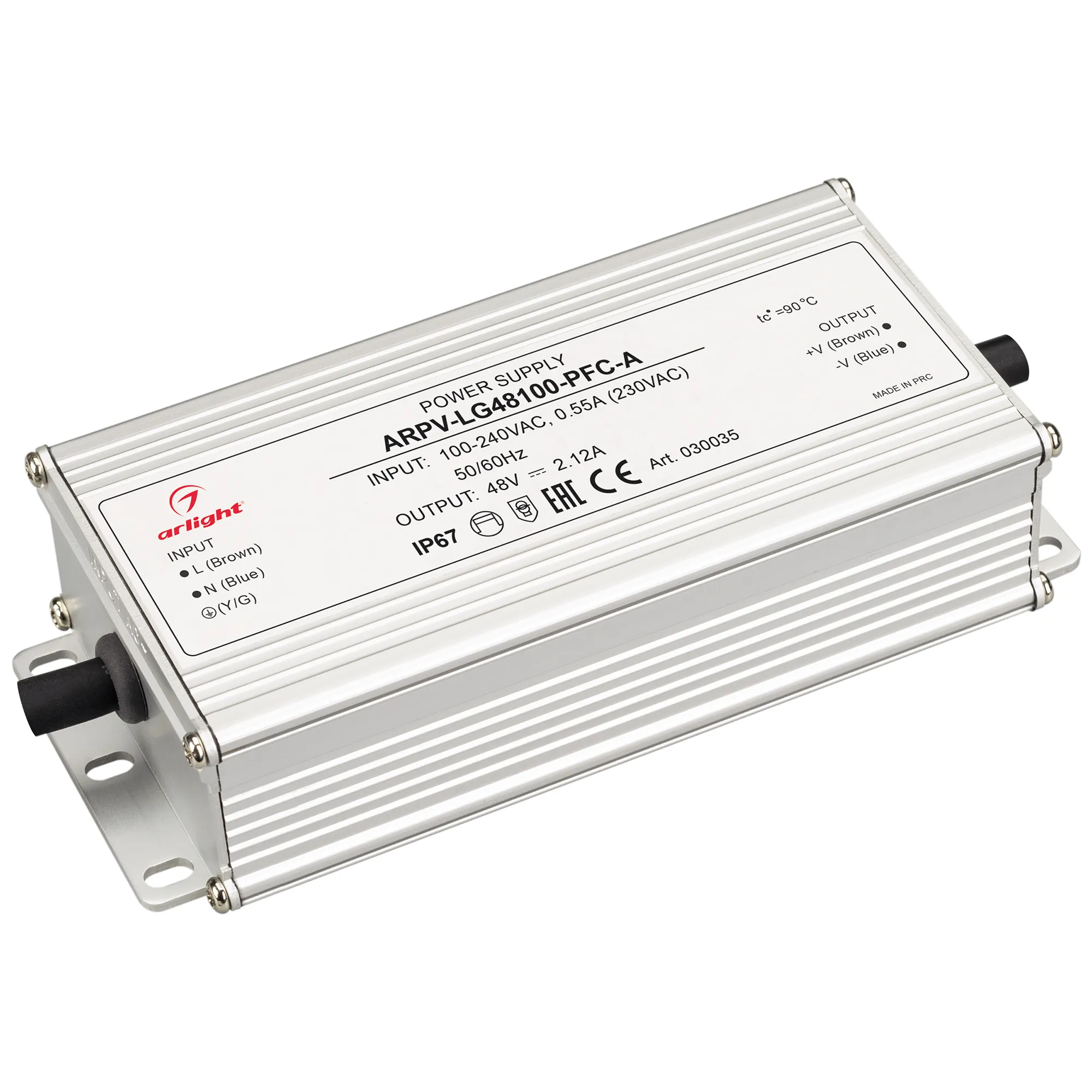 Блок питания ARPV-LG48100-PFC-A (48V, 2.12A, 100W) (Arlight, IP67 Металл, 5 лет) - изображение товара